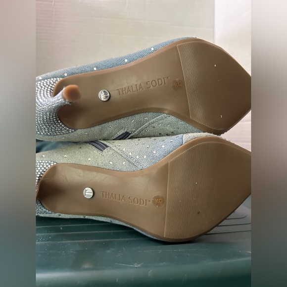 Thalia Sodi Elegant Gradient Denim Rhinestone Women's Boots Size 9 NWOT - Picture 12 of 16